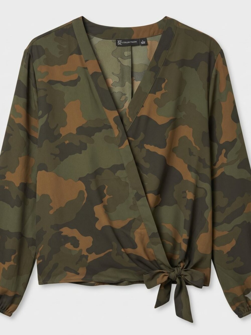 New York & Company Camouflage Wrap Top